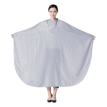 

High Quality Snap-fastener Locking Collar Stripes Hair Cape Waterproof Breathable Cloth Hairdressing Apron Styling Gown 1400