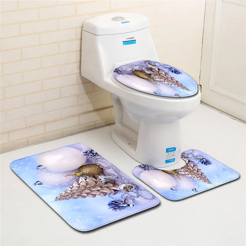 Free Shipping 3Pcs/set Color Natal Tree Bathroom Carpet Set Dywaniki Lazienkow Bath Mats Rug Tapete Banheiro Tapis Salle De Bain