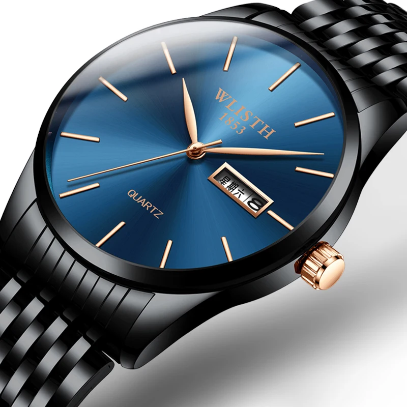 

Men's Watches Luxury Brand Stainless Steel Analog Display Date Week Waterproof Men Quartz Watch Business Male Wrist watches