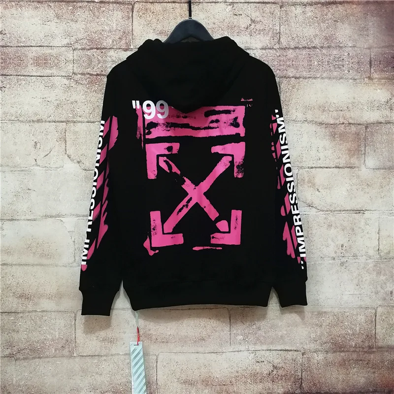 19SS OFF-WHITE OW 99 рендеринг розовый граффити с капюшоном мужская Толстовка