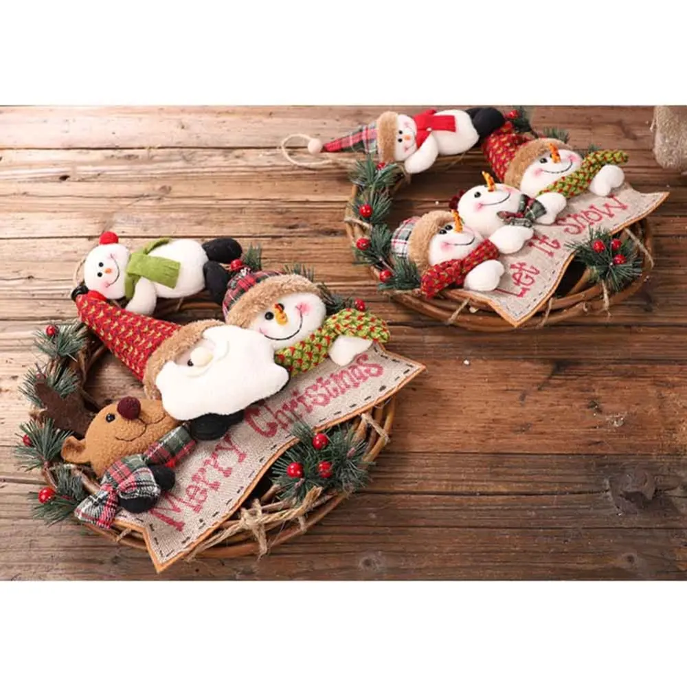 Santa Claus Snowman Elk Rattan Garland Christmas Tree Door Hanging Ornament Home Festival Party Supplies Christmas Decoration