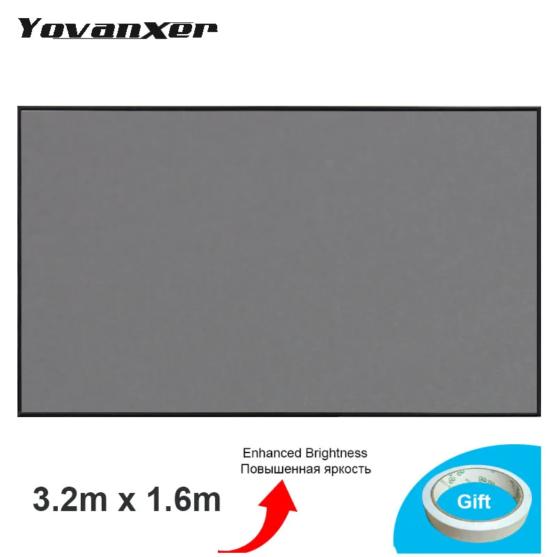 Дешево Экран проектора 3,2 м x 1,6 м отражающая ткань проекционный экран для Epson sony Benq XGIMI JMGO проектор высокой яркости