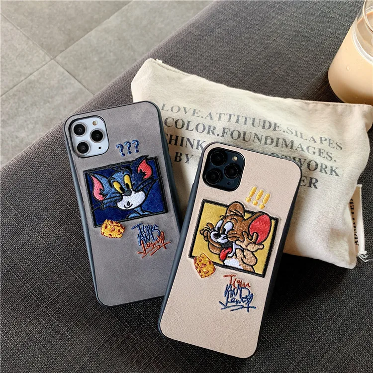3D чехол для телефона с вышивкой Том и Джерри для iphone 11 pro max, чехол с милым рисунком, чехол для iphone 7 8 plus x xr xs max 11pro