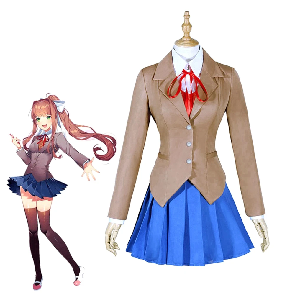 

Doki Doki Literature Club Monika Sayori Yuri Natsuki Cosplay Costume School Uniform Girl Women Anime Fancy Dress Skirt Sets