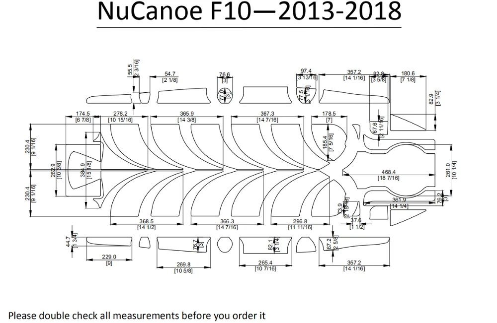 2013- NuCanoe F10 Каяк Лодка EVA настил КОВРИКИ НАБОР 1/4"