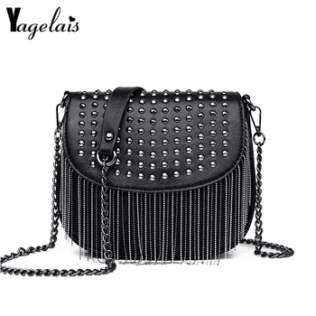 

Studded Ladies Messenger Bag Luxury Handbag Ladies Bag Designer Tassel Fashion Shoulder Bag Female Leather Handbag