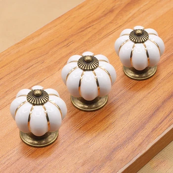 

10pcs Cabinet Handles Pumpkin Shape Ceramic Cabinet Pulls Door Handle Kitchen Cupboard Wardrobe Drawer Knobs Furniture Handle