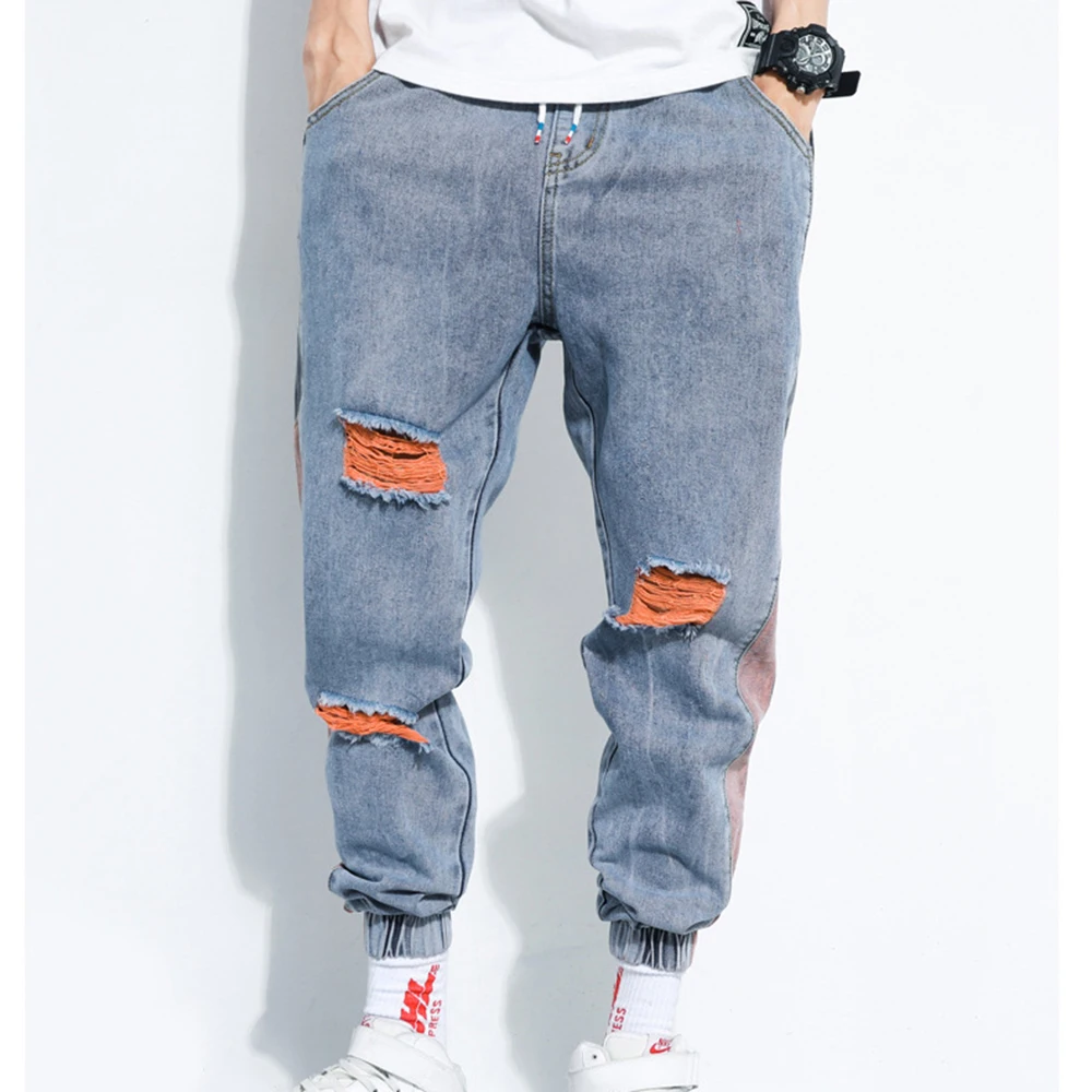 

Jean Pants Men Shattered Jeans Men's Fashion Washed Contrast Casual Streetwear Loose Hip Hop Trousers Pants Mens M-5XL MKN005