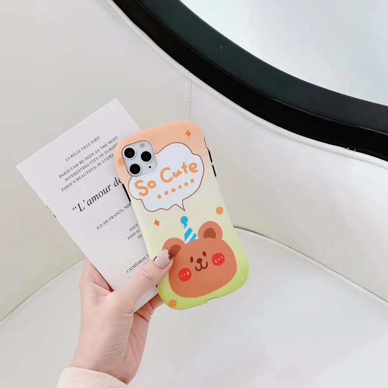 Чехол с мультяшным медведем для iPhone 11 Pro XS Max, милый силиконовый чехол для iPhone 7, 8, 6, 6S Plus, милый маленький противоударный чехол