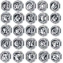 Lo Paulina inicial Plata de Ley 925 Vintage cuentas de las letras del alfabeto encantos plata 925 pulseras de ajuste Original 925 Origina SCC001