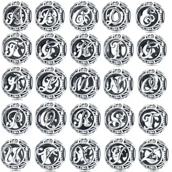 

Lo Paulina Initial 925 Sterling Silver Vintage Alphabet Letter Beads Charms Silver 925 Original Fit Bracelets 925 Origina SCC001