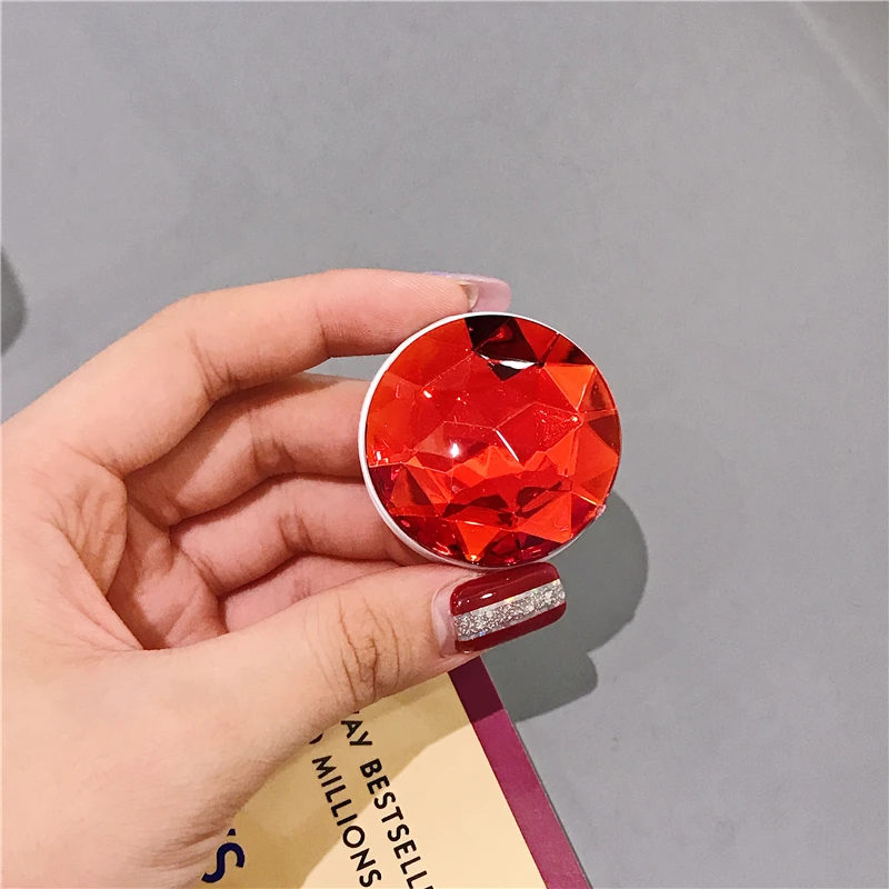 Разъем Bling Diamond кольцо-держатель для пальца кронштейн универсальный ручной держатель для телефона для IPhone huawei Air Bag сотовый кронштейн Стенд - Цвет: Красный