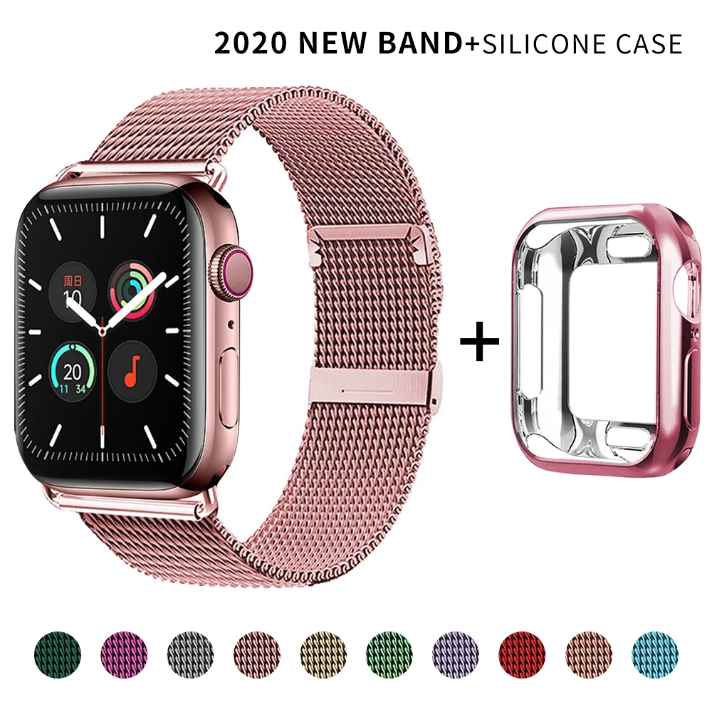 

Band+Case for Milanese Loop Stainless Steel Metal Watch Band Strap for Apple Watch Series SE 6 5 1 2 3 4 42MM 38MM 44MM 40MM