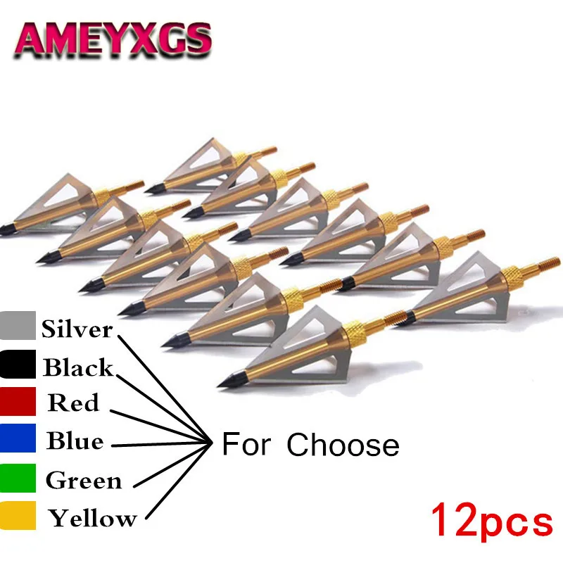 

12pcs Archery Arrowhead Broadheads 100 Grains With 3 Blades For Bow Crossbow Broadheads Arrow Hunting Shooting Accessories