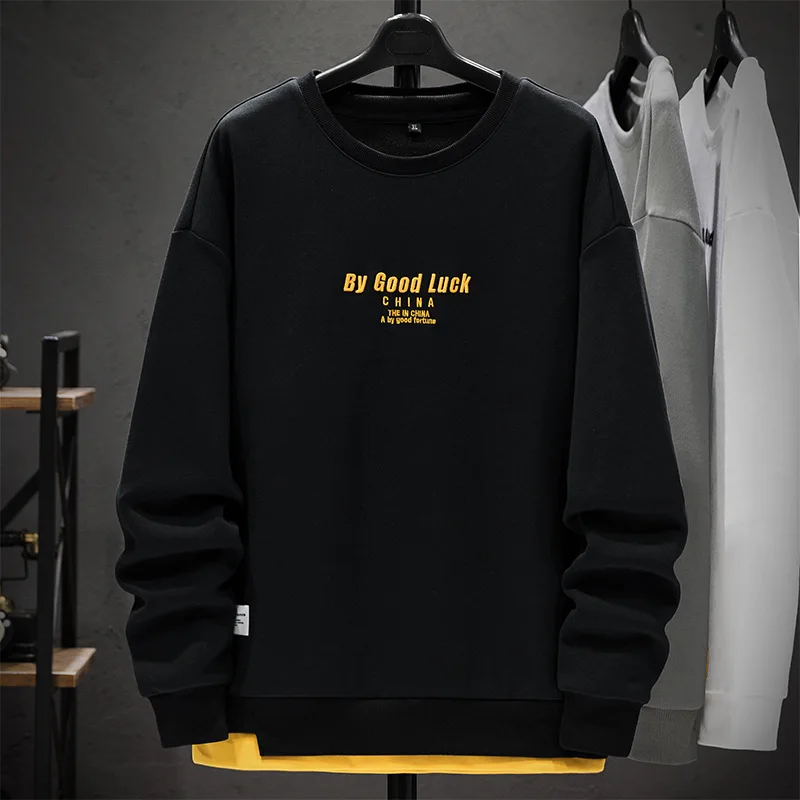 

New 2020 Autumn And Winter Mens Sweaters Round Collar Korean Fashion Loose Oversized Sweater Black Sweaters Men's Wear