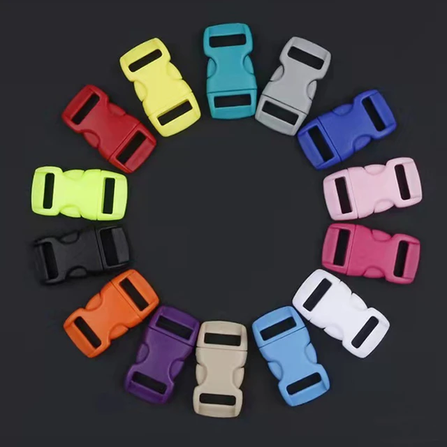 30 Pack Assorted Colors 5/8 Side Release Buckle Plastic Contoured Curved for Parachute 550 Cord Paracord Bracelet Outdoor Pets Strap Webbing Bag