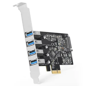 

MAIWO KC005A 4 Port USB 3.0 PCI-E HUB 5Gbps PCI Express 1X 4X 8X 16X Expansion Card Adapter 15pin SATA Power PCI-E Card