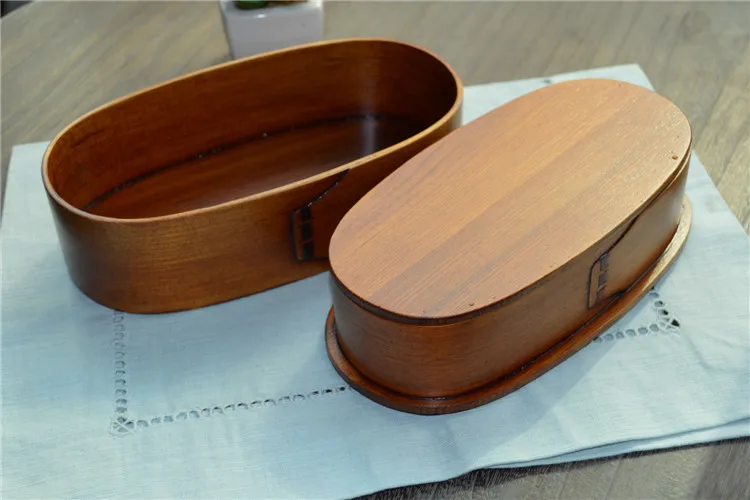Натуральные Деревянные Ланч-боксы японский Овальный bento box ручной работы деревянный фруктовый суши портативный контейнер для еды студентов столовая посуда