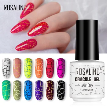 

ROSALIND Crack Gel Nail Polish Extension Color Base of Nail Varnish Hybrid Manicure Set for UV Led Semi permanent Base Top Coat