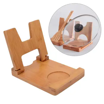 

Environmentally Friendly Bamboo Pot Holder Lid Holder Kitchen Utensil Rack With Drain Pan Multifunctional Bamboo Lid Bracket