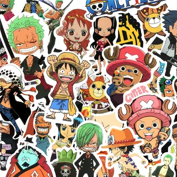 

50PCS ONE PIECE Cartoon PVC Graffiti Sticker Suitcase Suitcase Guitar Car Sticker Auto Scratch Stickers Car Accessories