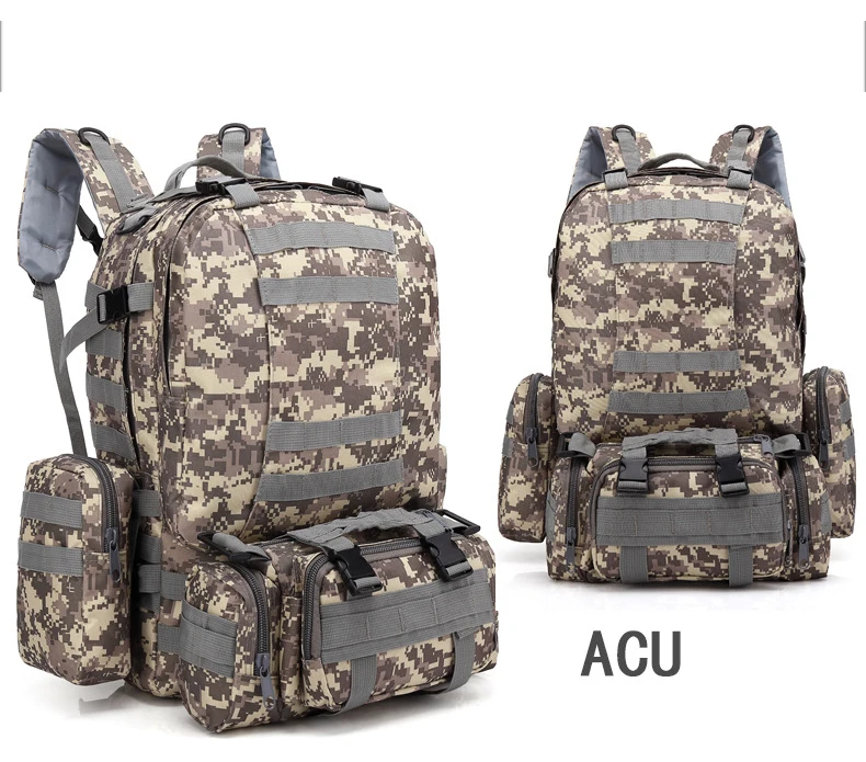 Waterproof 55L Tactical Camouflage sprots backpack men travel outdoor Military male Mountaineering Hiking Climbing Camping bags