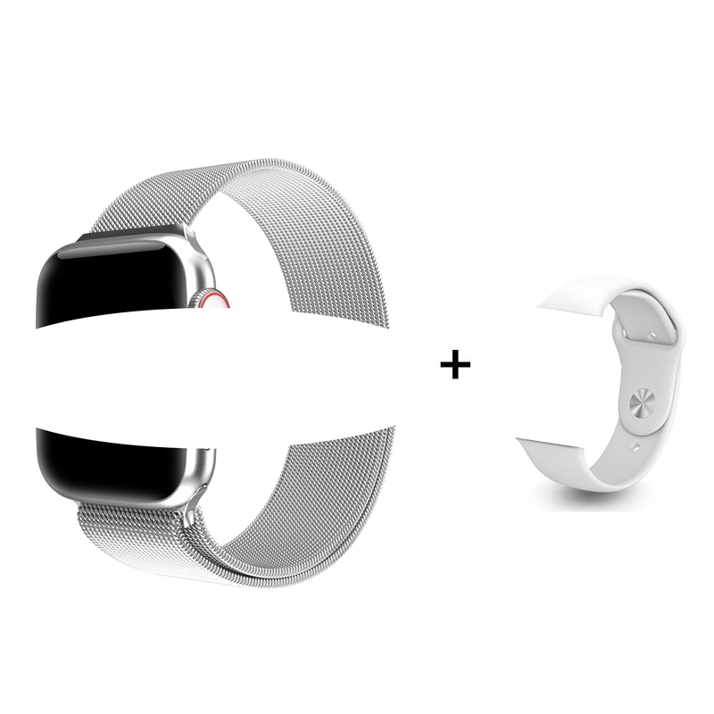 silver add strap Умные часы W68 серии 5 для мужчин и женщин, монитор сердечного ритма, напоминание о звонках, умные часы для Android Apple phone PK W58 W34 - Цвет: silver add strap