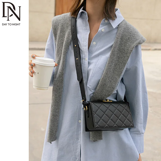 DN Women’s Bags Underarm Shoulder Bag 2022 Fashion Mid Open Simplicity Diamond Lattice Crossbody Handbag Ladies Small Purse 2