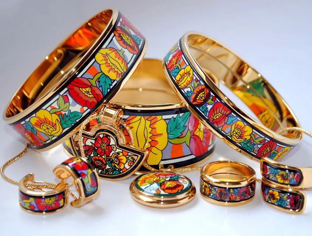 loisonne enamel jewelry European and American style Bracelet ，ring ，earrings and necklace ，pendant 5-piece set