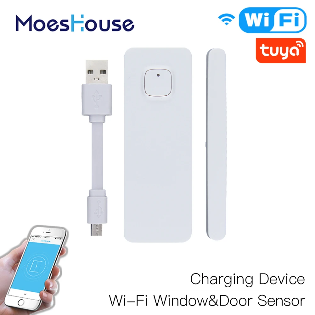 WiFi Smart Door/Window Sensor APP Notification Alerts Home Alarm Security Detector, Compatible With Alexa Google Home