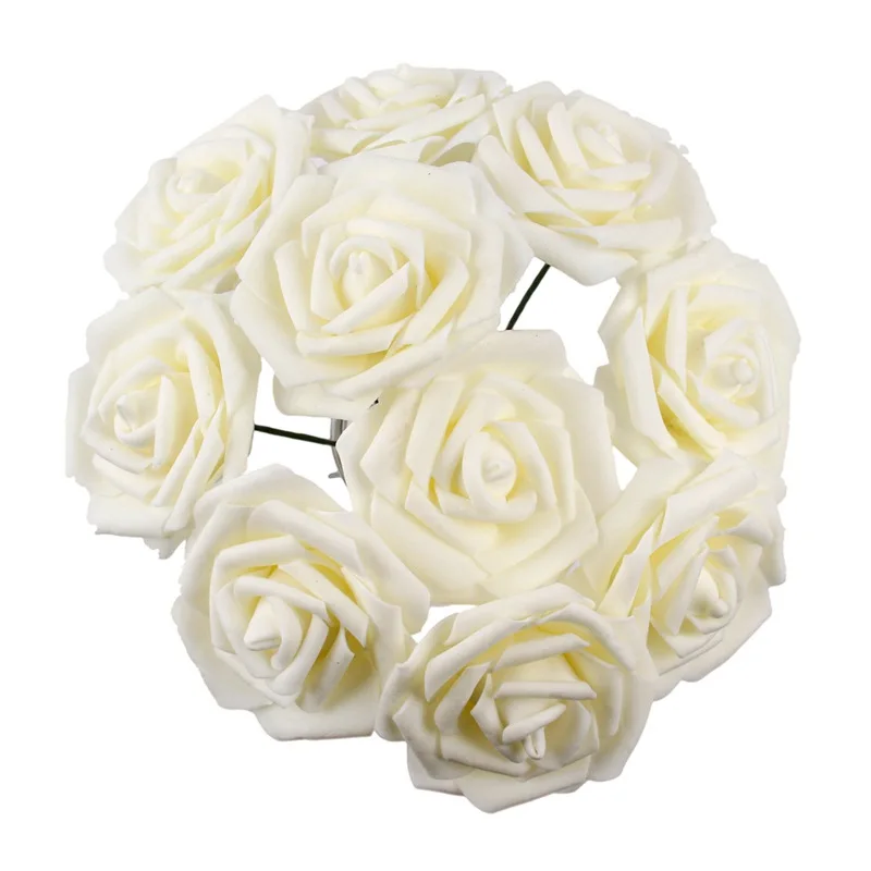 QIFU, Деревенское свадебное украшение, пена, роза, искусственные цветы, свадебный душ, подарок на день Святого Валентина, Команда Невесты, чтобы быть, Свадебный декор - Цвет: Ivory