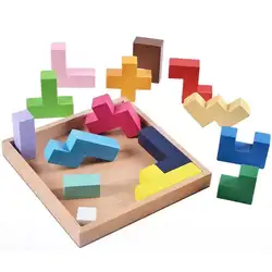 3D игра-головоломка строительные головоломки DIY воображение головоломки Дети деревянные кирпичи игрушки развивающие деревянные модели