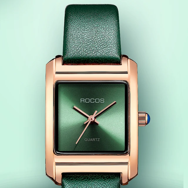 ROCOS Women Elegant Quartz Watch Green Dial Waterproof Wristwatch for Ladies Classic Emerald Luxury Fashion Clock R0219 4