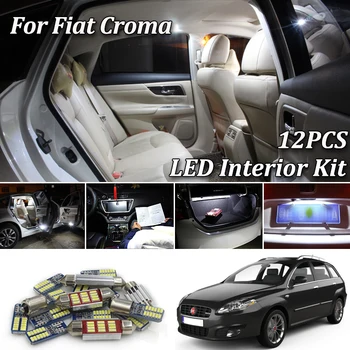

12Pcs 100% Error Free Auto LED bulbs For 2005-2011 Fiat Croma 194 interior LED dome lamp map reading trunk light kit