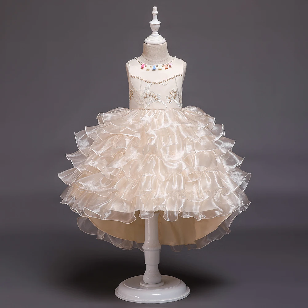 Skyyue детское платье с цветочным узором для девочек для приталенный смокинг, брендовый модный белый свадебный красная Аппликация Жемчуг Детские вечерние платье для причастия, платье с фатиновой юбкой бальное платье белого и розового цветов 851