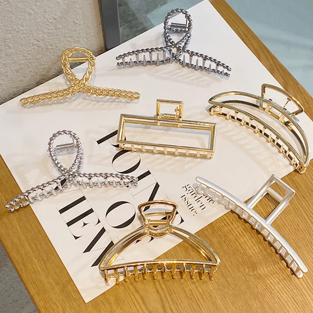 Kobieta metalowe do włosów pazury Chic Barrettes spinki do włosów spinki damskie Hairgrip nakrycia głowy dziewczyny ozdoby kraba akcesoria do włosów 2