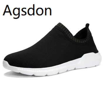 

New Men Shoes Casual Sneakers Breathable Men Casual Shoes Slip On Lightweight Shoes Men Mesh Fashion Sport Outdoor Walking Black