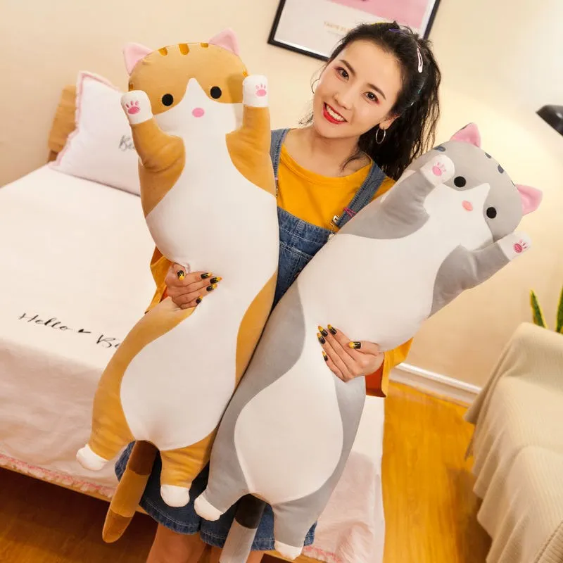 50-130CM Cute Soft Long Cat Boyfriend Pillow Plush Toys Stuffed Pause Office Nap Sleep Pillow Cushion Gift Doll for Kids Girls images - 6