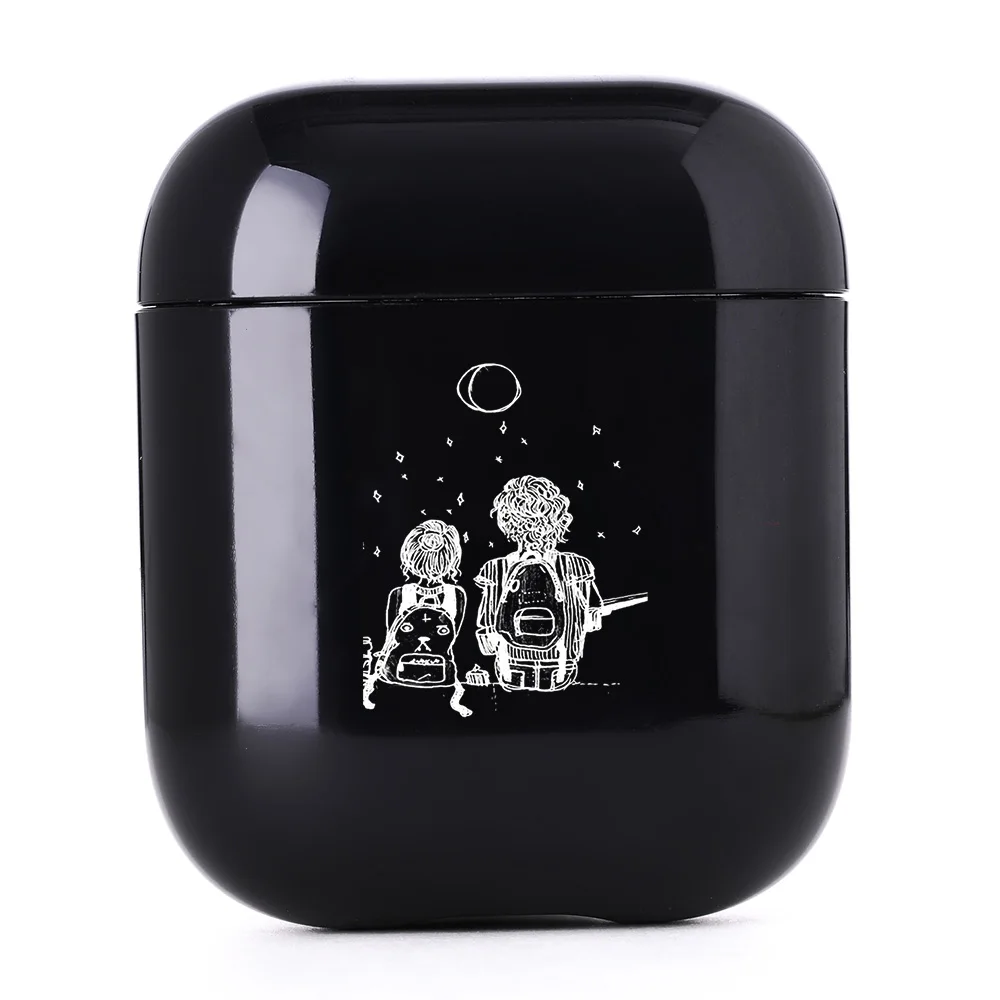 I02021S Роскошный кейс для bluetooth-гарнитуры для Airpods 2/1 черный наушник аксессуары жесткий Airpods чехол UFO pick up пиццы звезды Планеты - Цвет: I02021S