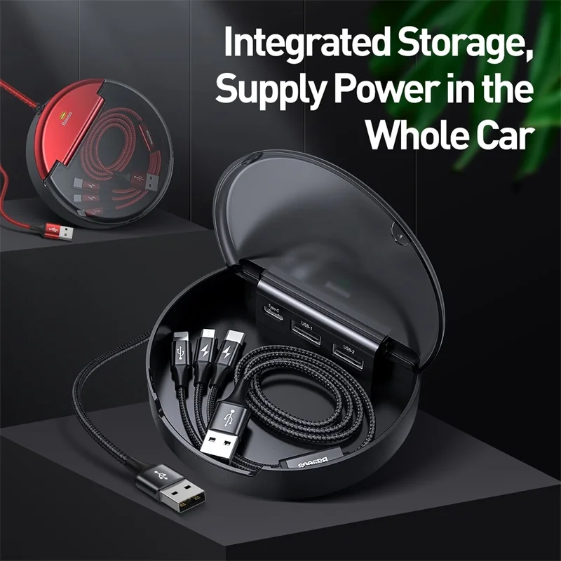  Baseus USB zu Typ-C Dual USB Port Auto Kabel Organizer 3 in 1 USB Kabel für Huawei iPhone 6 7 8Plus