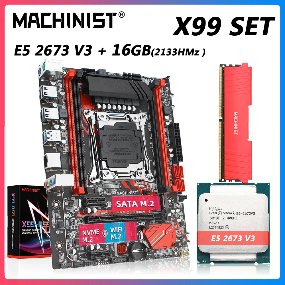 Machinsit X99 материнская плата с процессором XEON E5 2673 V3 1*16 Гб DDR4 2133 ECC память