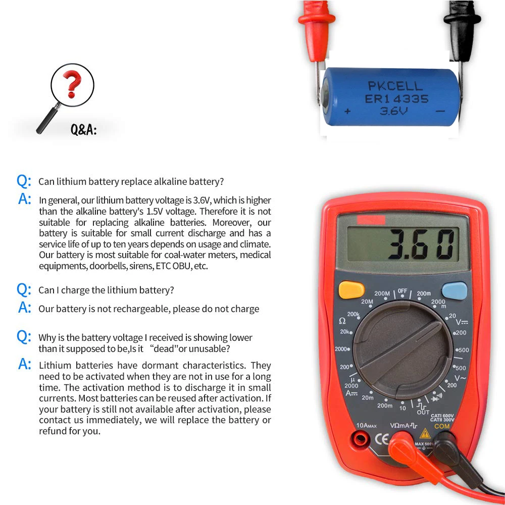 16 шт./лот PKCELL 1/2 AA батарея 3 6 V ER14250 14250 1200mAh LiSOCl2 литиевая батареи для GPS|batterie pda|battery