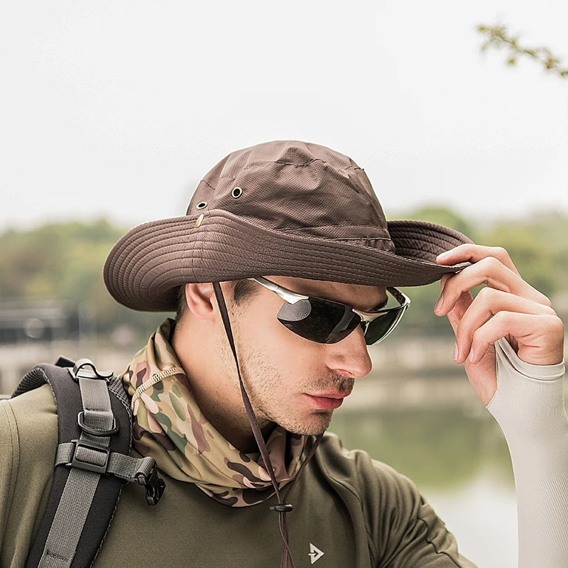 

Men Quick drying Fisherman hat summer Adjustable Bucket cap Outdoor fishing climbing cycling uv protectionhat sun hat
