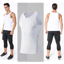 Спортивный Быстросохнущий жилет для фитнеса Мужской Ультра-стрейч впитывающий пот дышащий для бега для баскетбола тренировочная Базовая рубашка