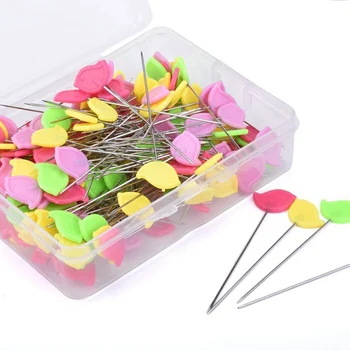 

DIY Crafts 50PCS Sewing Steel Needle Spool Pin Plastic Flat Head Needle Embroidery Patchwork Pins Needles Flower Sewing Pins A
