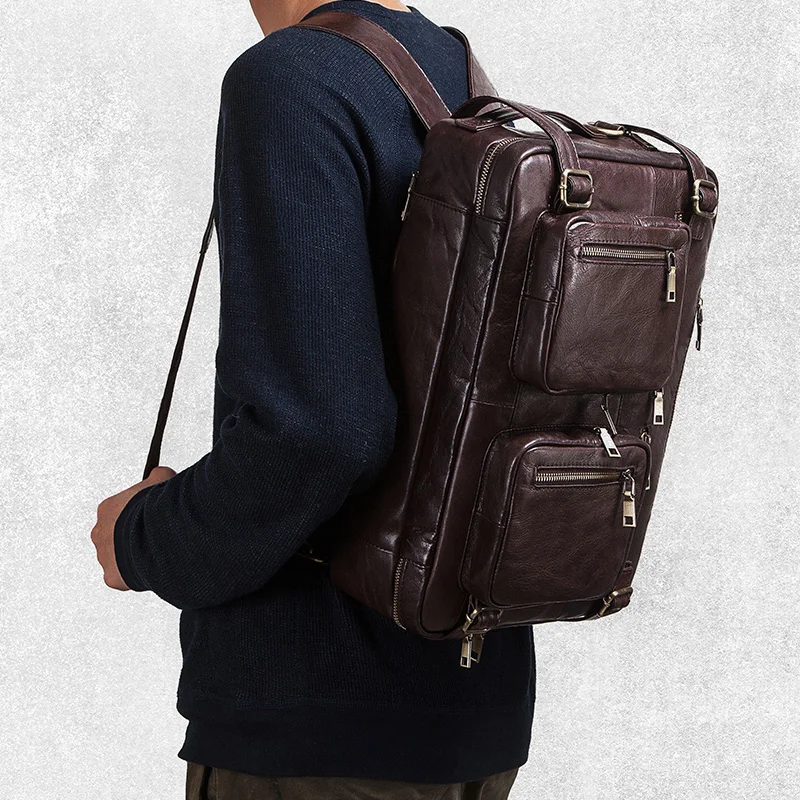 Рюкзак ZZSLHL мужской из натуральной кожи, вместительный саквояж на плечо, чемоданчик для путешествий/работы|Рюкзаки| | АлиЭкспресс