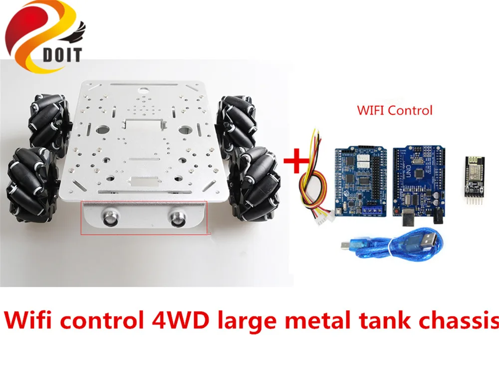 SZDOIT Wifi/Bluetooth/ручка управления 4WD большой металлический RC робот танк Шасси Комплект 80 мм McNamm'S Omni колеса DC мотор DIY для Arduino