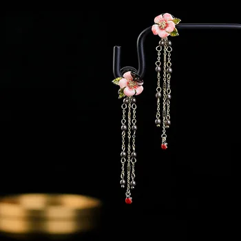 

Romantic Sweet Pink Flower Butterfly Tassel Earrings For Women Cute Flowers Asymmetry Drop Earring Party Jewelry