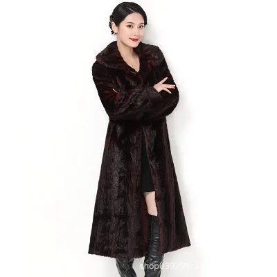 wine red Модное пальто из искусственного меха для мамы черная, винно-красная, 5XL, плюс размер, Тонкая зимняя новая Корейская куртка с длинным рукавом для отдыха из искусственного меха, feminina LR454 - Цвет: wine red