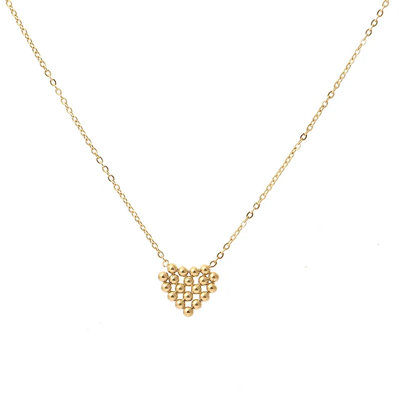 

Hongcheng Beads Love Heart Pendant Torque Clavicle Chain Titanium Steel Gold Plated Statement Necklace Girlfriend Gift HC254